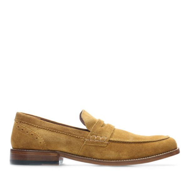 Clarks Mens James Free Loafers Ochre Suede | USA-7029618